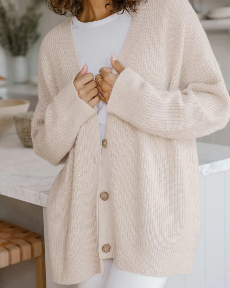 Moncelia Marian Oversized Ribbed V-Neck Cardigan