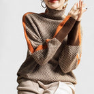 Moncelia Eugenie Chevron Stripe High Collar Sweater
