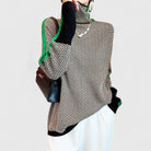 Moncelia Eugenie Chevron Stripe High Collar Sweater