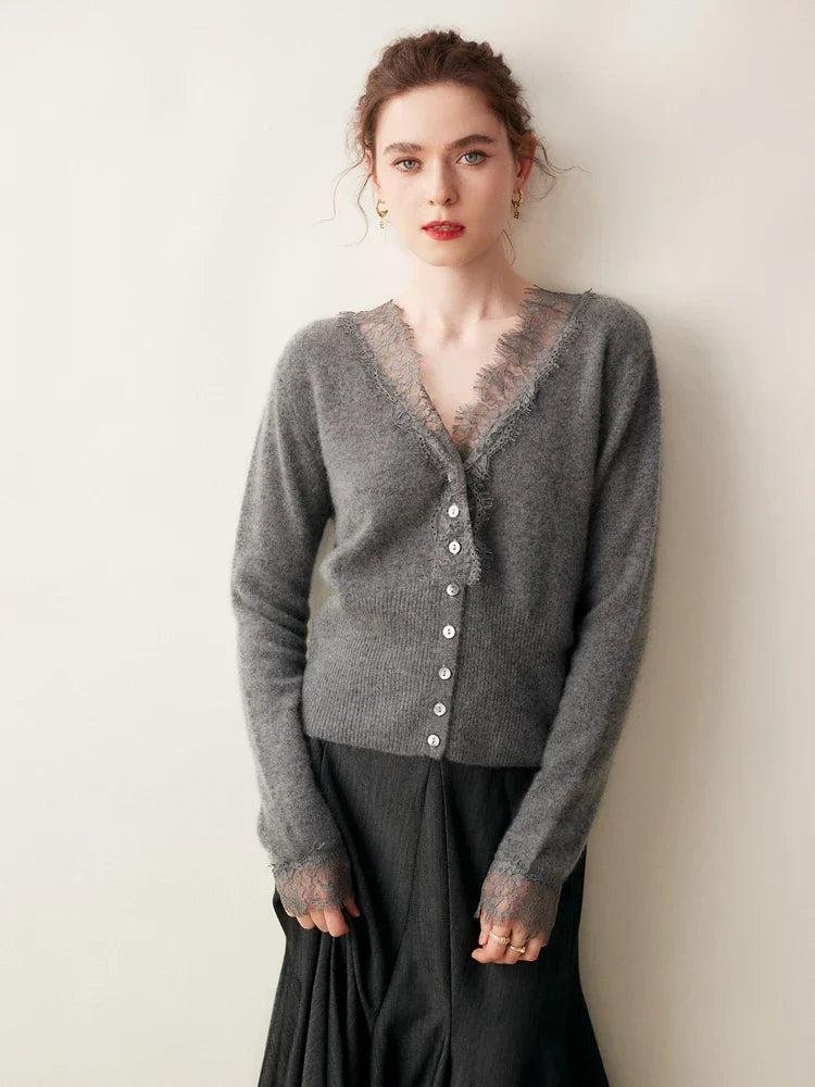 Moncelia Amelia Cashmere-Blend Lace Cardigan