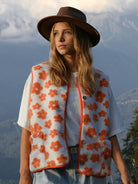 Moncelia Chiara Floral Sherpa Button-Front Vest