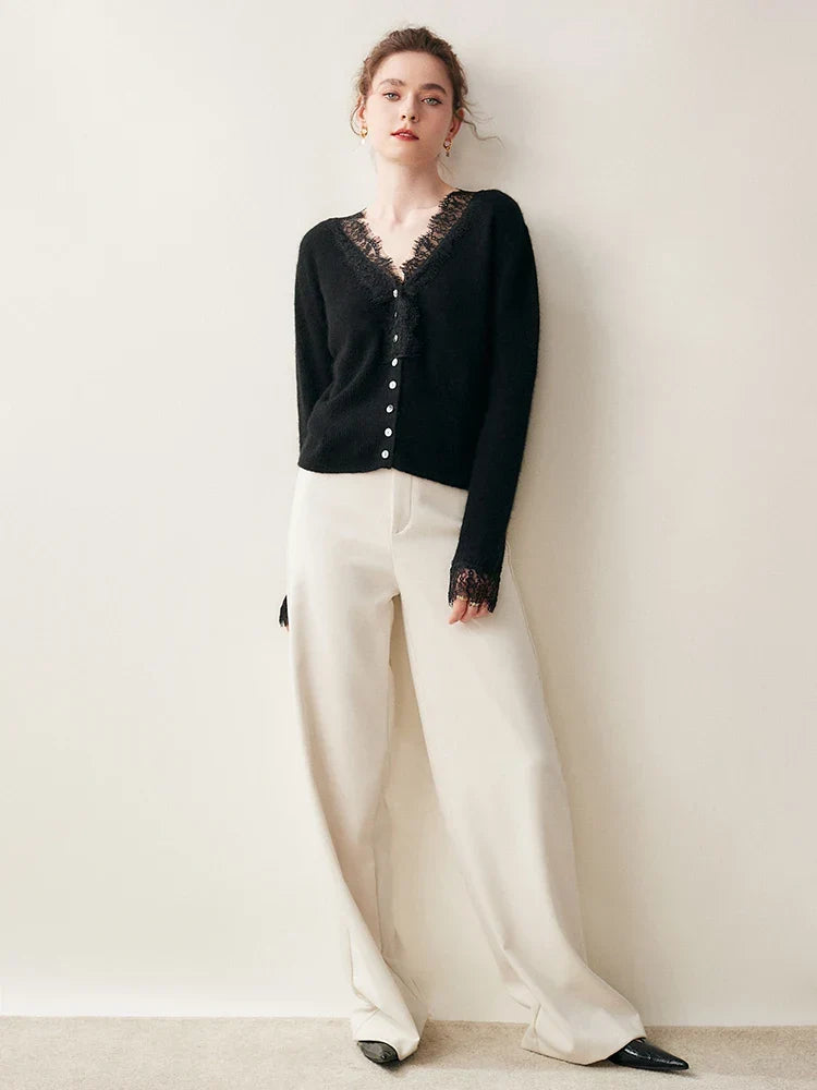 Moncelia Amelia Cashmere-Blend Lace Cardigan