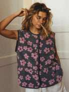 Moncelia Chiara Floral Sherpa Button-Front Vest