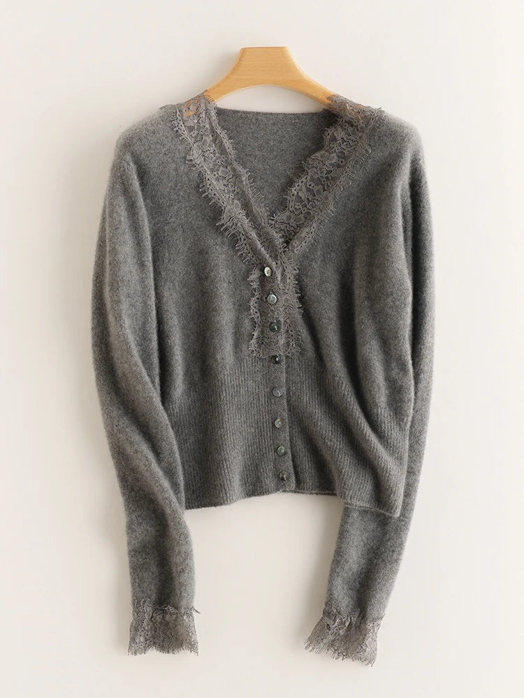 Moncelia Amelia Cashmere-Blend Lace Cardigan