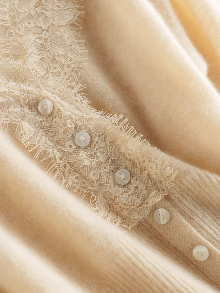 Moncelia Amelia Cashmere-Blend Lace Cardigan