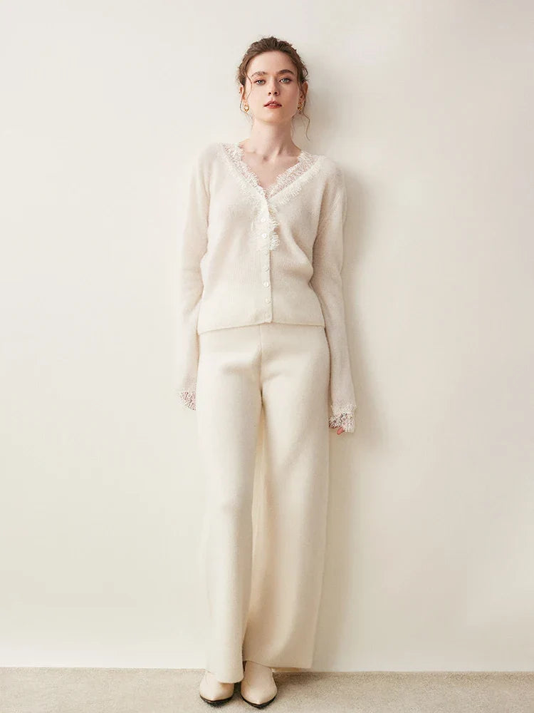 Moncelia Amelia Cashmere-Blend Lace Cardigan