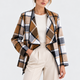 Yara Plaid Drape Collar Open Jacket