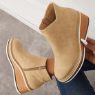 Moncelia Theodora Side-Zip Wedge Platform Ankle Boots