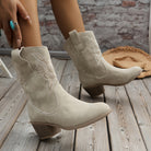 Moncelia Bianca Embroidered Mid-Calf Western Boots