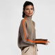 Moncelia Eugenie Chevron Stripe High Collar Sweater