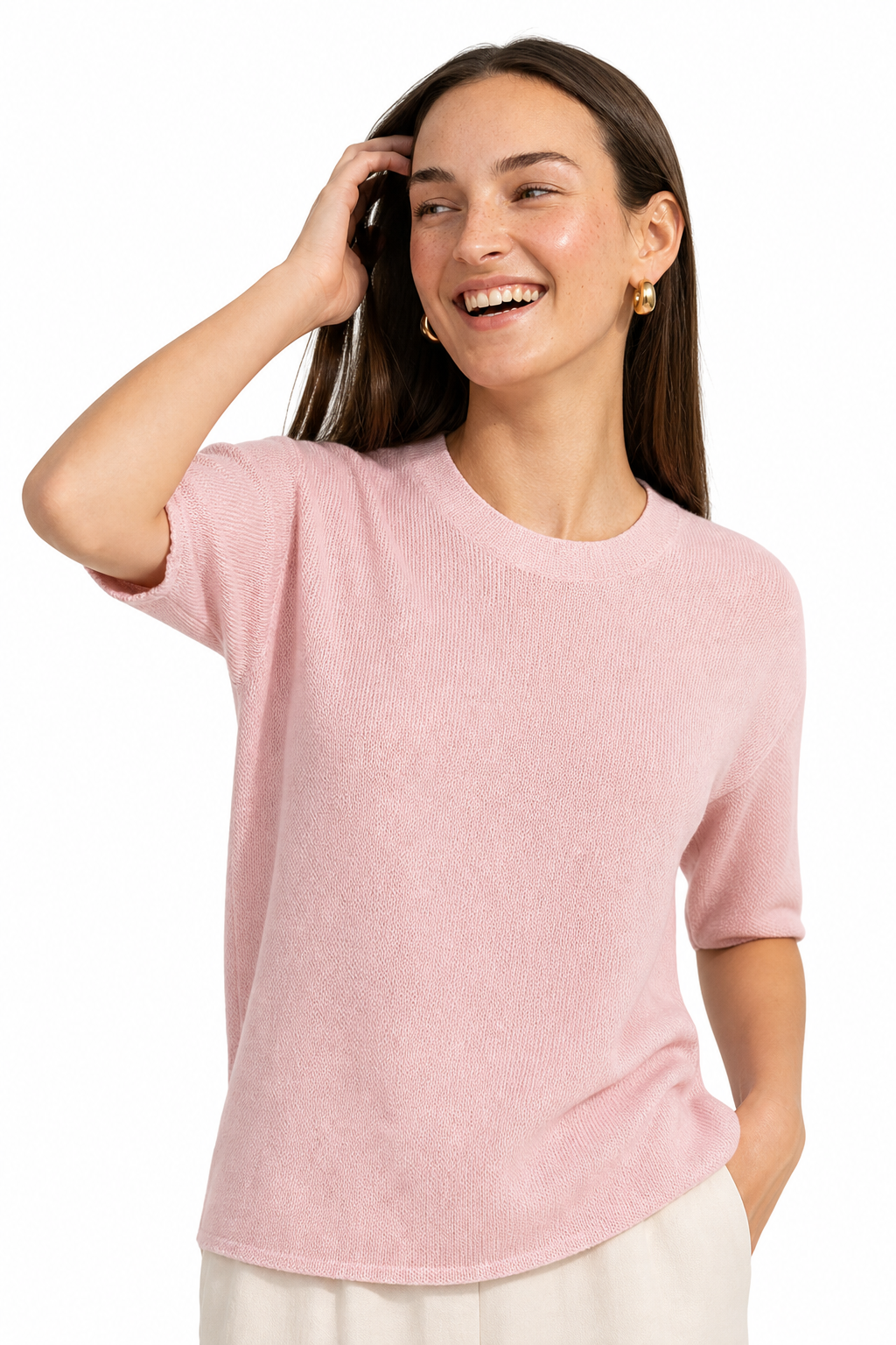 Moncelia Tullia Seamless Crew Neck Knit Pullover