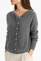 Moncelia Noemie Asymmetric Button Knit Sweater