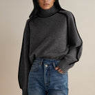 Moncelia Ornella Contrast Piping Turtleneck Sweater