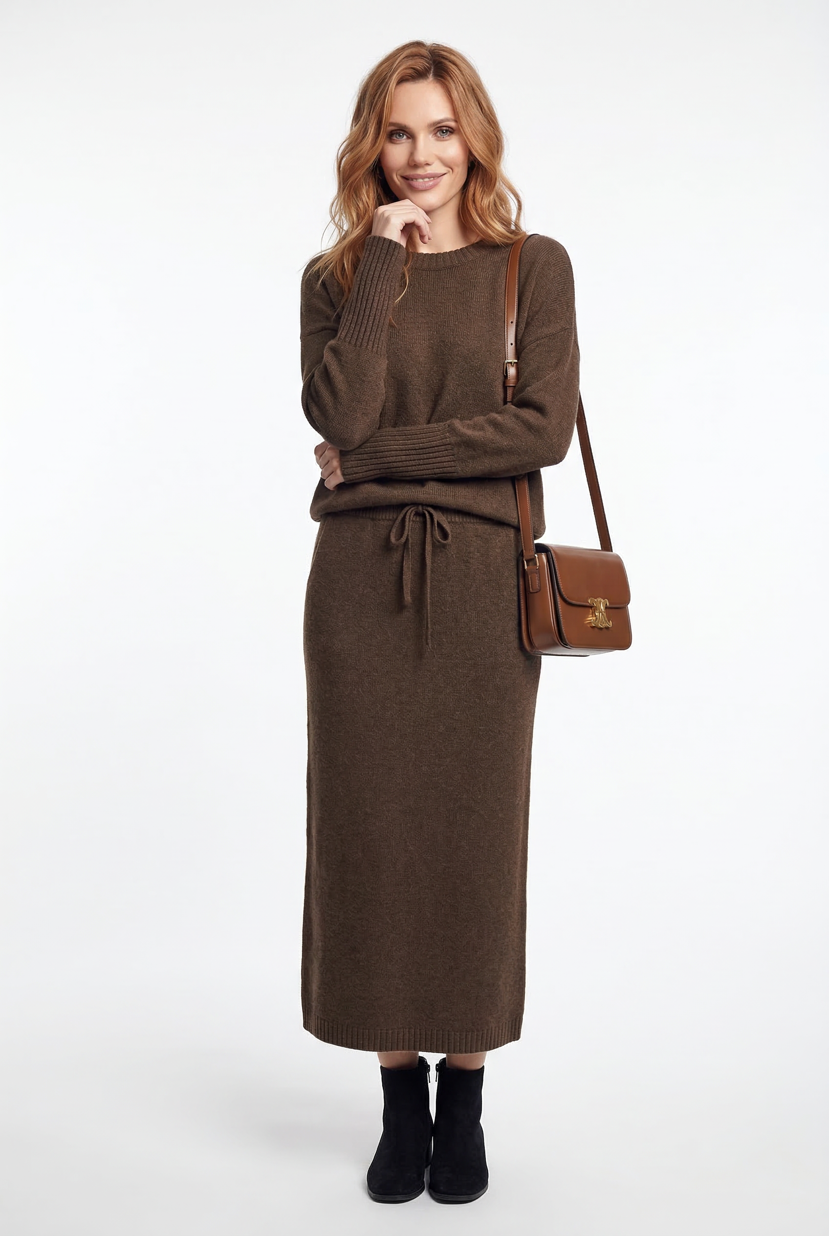 Moncelia Hedvig Knit Sweater and Midi Skirt Set