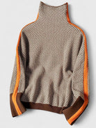 Moncelia Eugenie Chevron Stripe High Collar Sweater