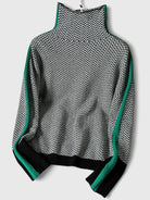 Moncelia Eugenie Chevron Stripe High Collar Sweater