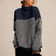Moncelia Sidony Herringbone Colorblock Turtleneck Sweater