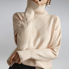 Moncelia Mafalda Diamond Knit Turtleneck Sweater