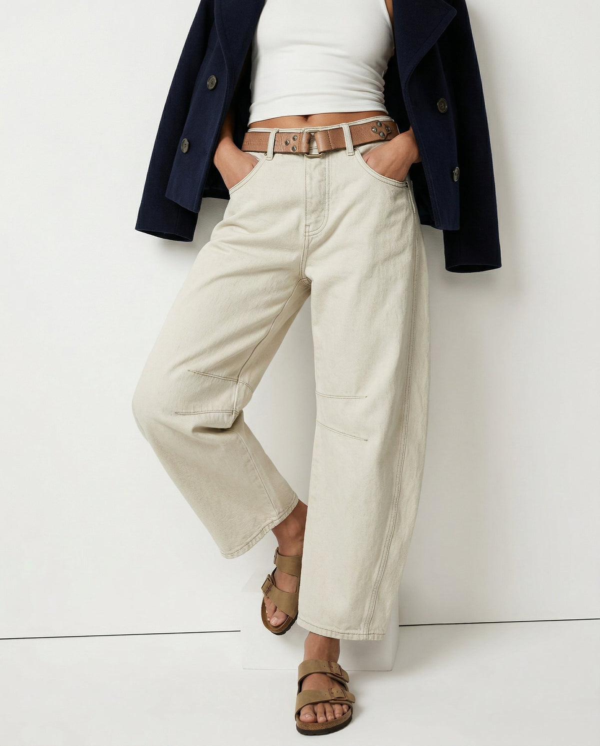 Moncelia Kathleen Sculpted Barrel Leg Denim Jeans