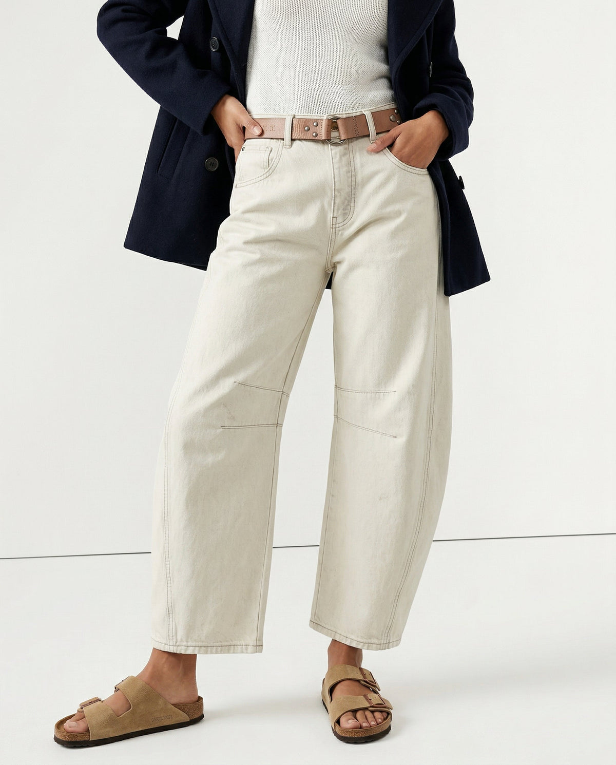 Moncelia Kathleen Sculpted Barrel Leg Denim Jeans