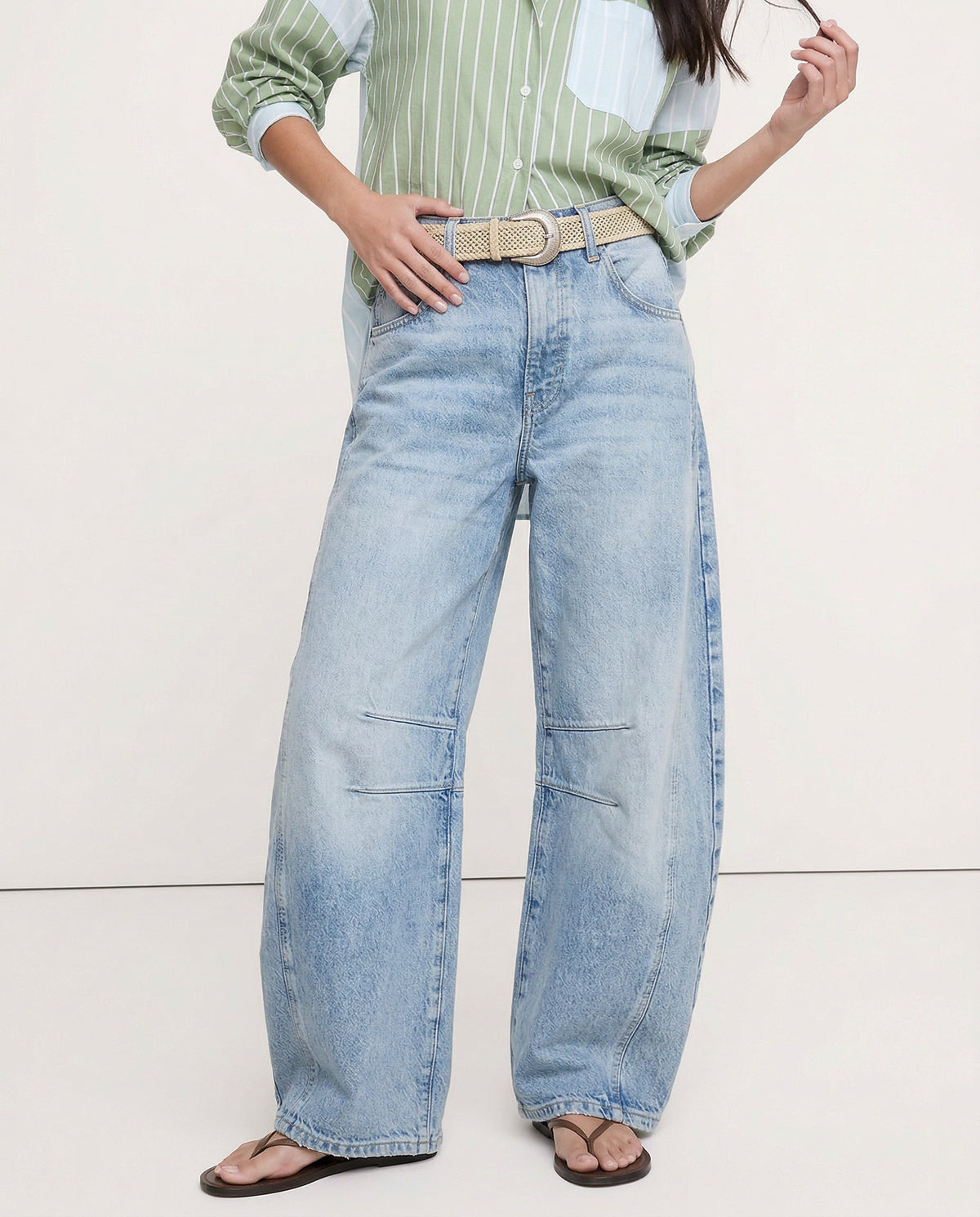 Moncelia Kathleen Sculpted Barrel Leg Denim Jeans