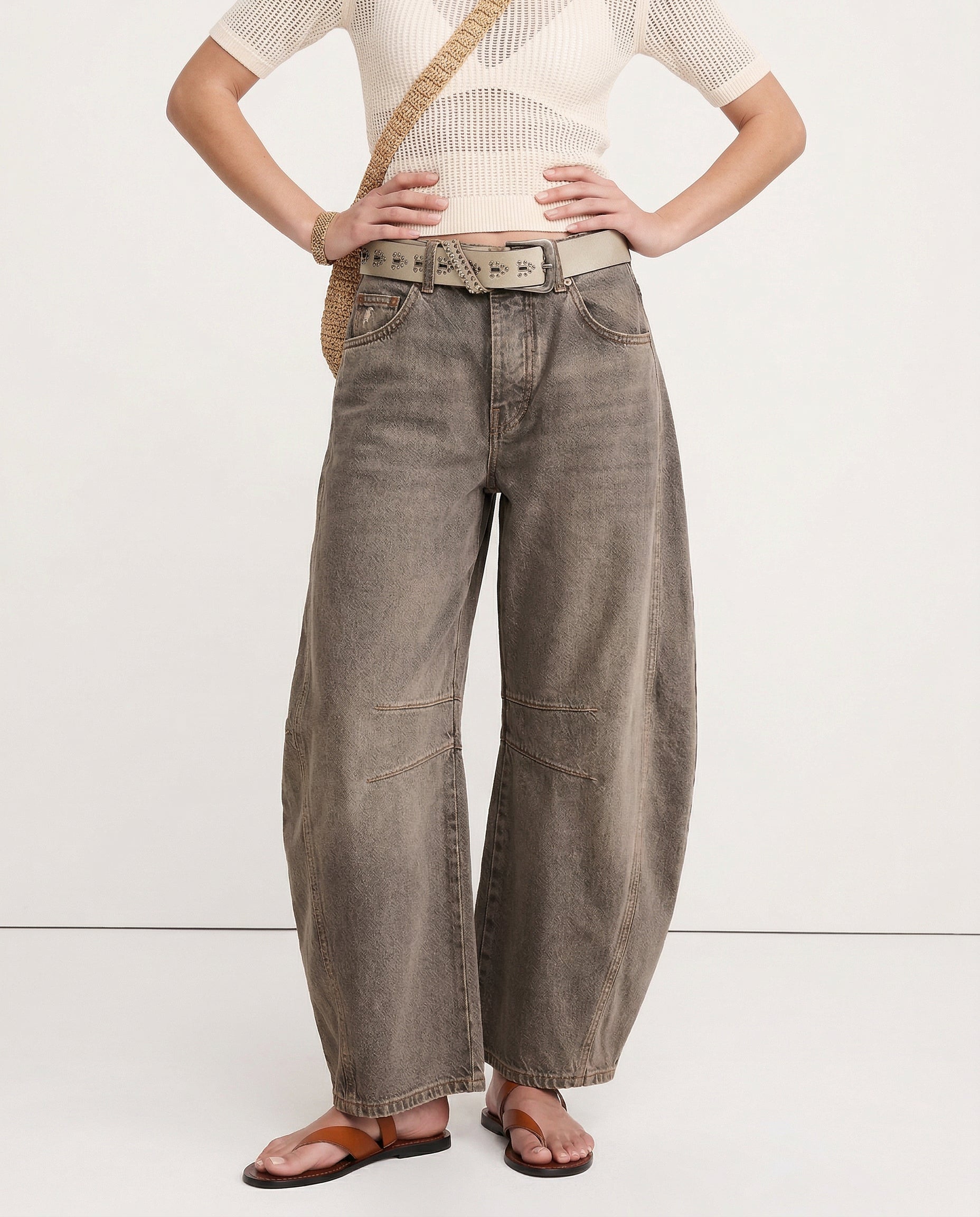 Moncelia Kathleen Sculpted Barrel Leg Denim Jeans