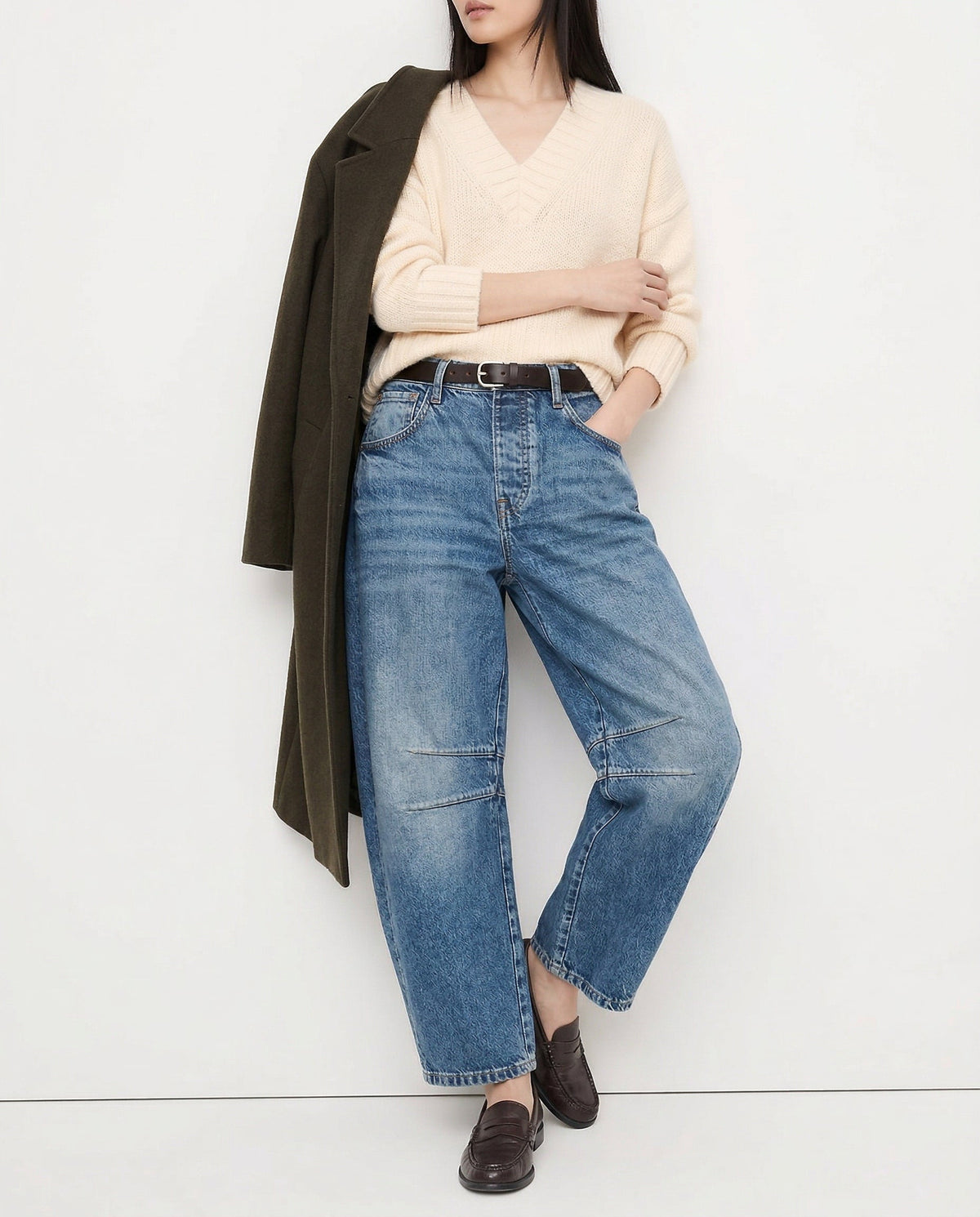 Moncelia Kathleen Sculpted Barrel Leg Denim Jeans