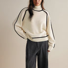 Moncelia Ornella Contrast Piping Turtleneck Sweater