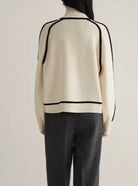 Moncelia Ornella Contrast Piping Turtleneck Sweater