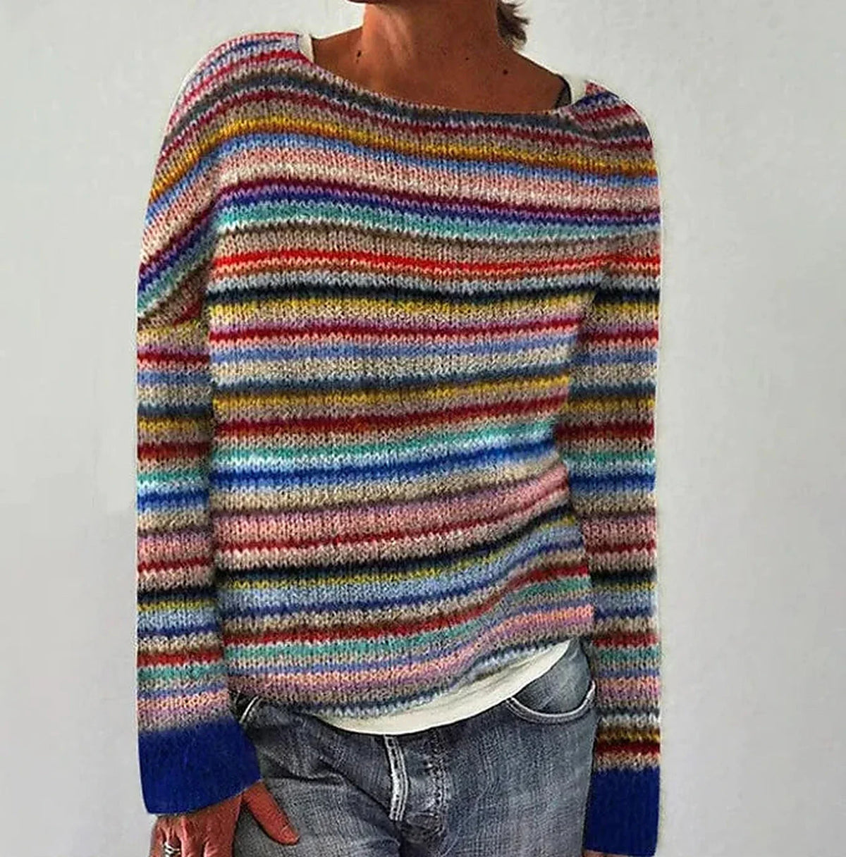 Moncelia Rosette Nordic Yoke Pullover Sweater