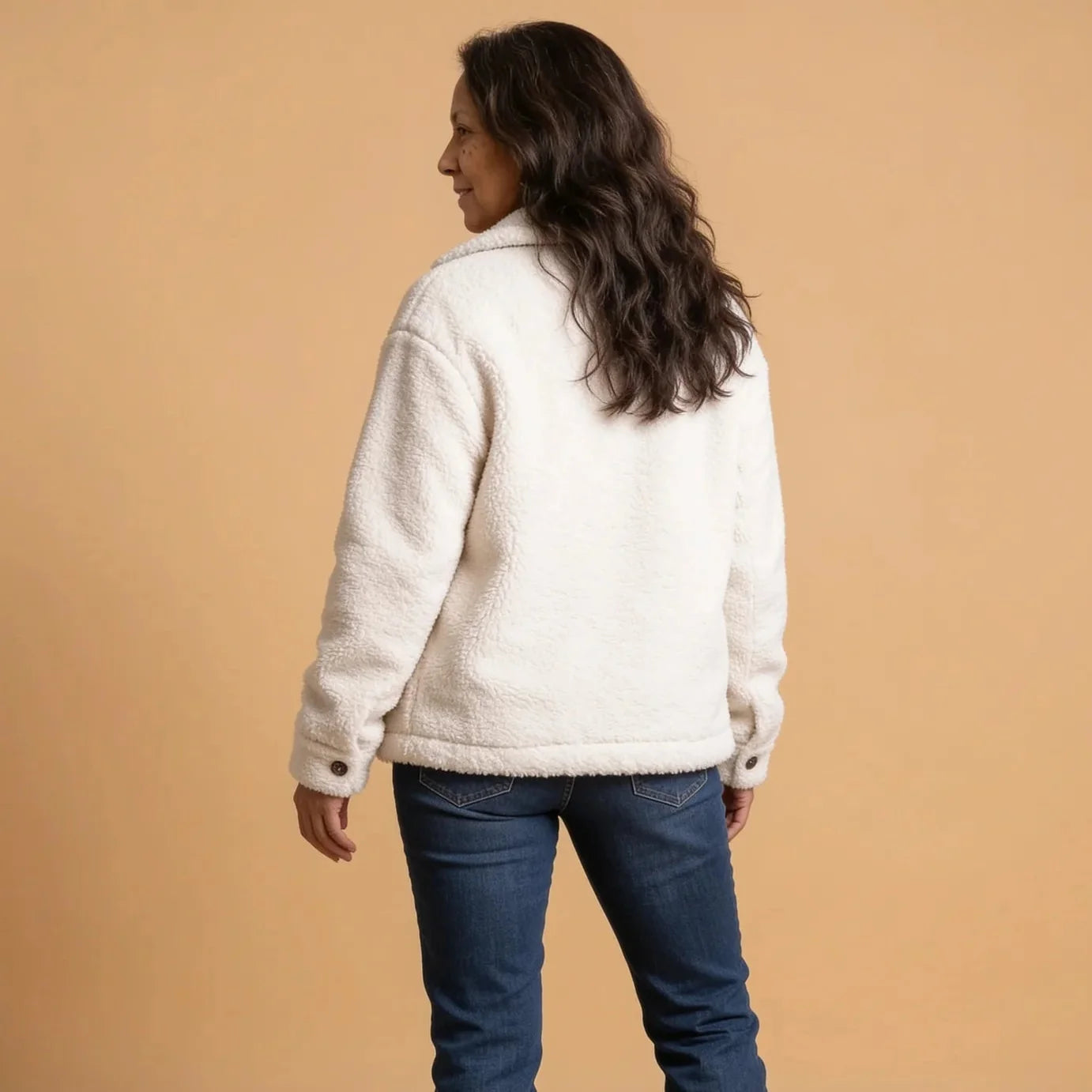 Moncelia Rosetta Teddy Fleece Button-Front Shacket