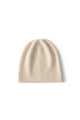 Margo & Main beige cashmere slouchy beanie — front view of the fine knit and relaxed crown