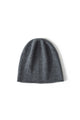 Margo & Main gray cashmere slouchy beanie — front view of the fine knit and relaxed crown