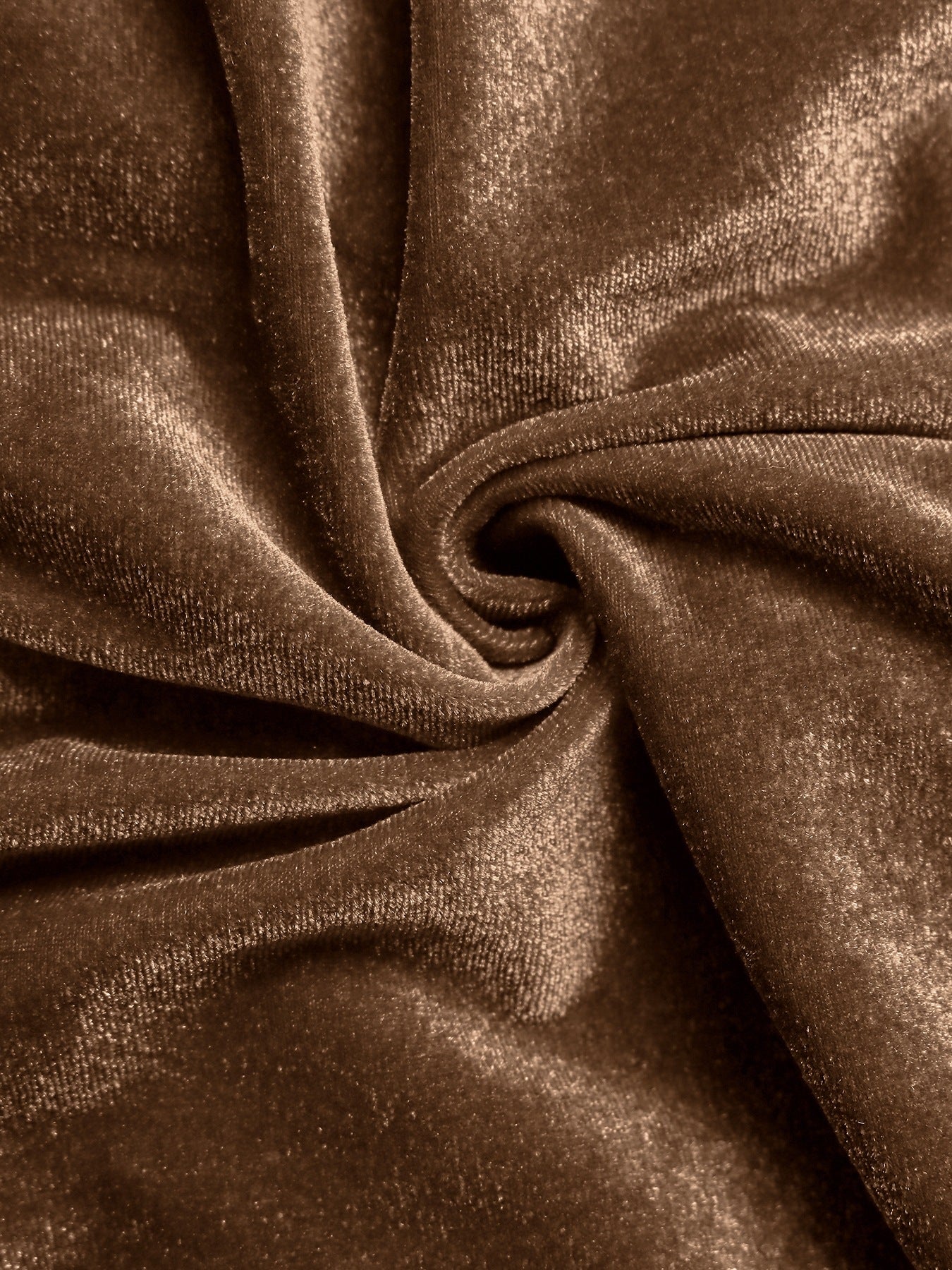 Margo & Main chocolate velvet midi dress — close-up of the soft sheen of the velvet fabric