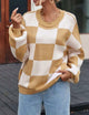 Moncelia Aemilia Checkerboard Oversized Crew Sweater