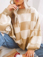 Moncelia Aemilia Checkerboard Oversized Crew Sweater