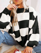 Moncelia Aemilia Checkerboard Oversized Crew Sweater