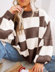 Moncelia Aemilia Checkerboard Oversized Crew Sweater