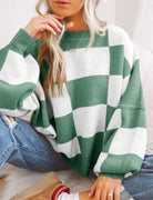 Moncelia Aemilia Checkerboard Oversized Crew Sweater