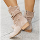 Moncelia Agnese Buckled Slouch Faux Suede Mid-Calf Boots
