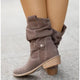 Moncelia Agnese Buckled Slouch Faux Suede Mid-Calf Boots