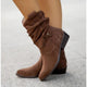Moncelia Agnese Buckled Slouch Faux Suede Mid-Calf Boots