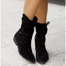 Moncelia Agnese Buckled Slouch Faux Suede Mid-Calf Boots