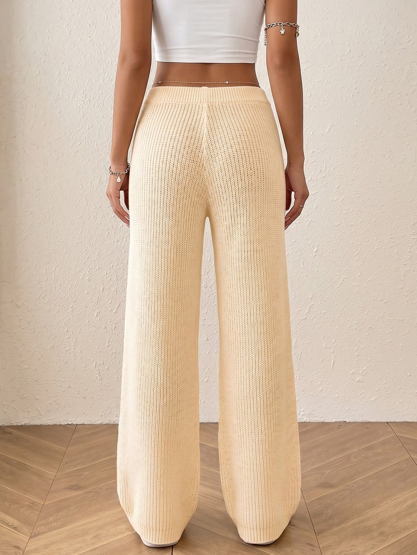 Moncelia Aitana Ribbed Knit Wide-Leg Trousers