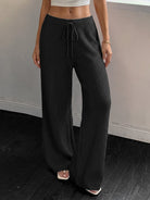Moncelia Aitana Ribbed Knit Wide-Leg Trousers