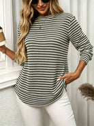 Moncelia Alvina Waffle-Knit Crewneck Long Sleeve Top