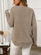 Moncelia Alvina Waffle-Knit Crewneck Long Sleeve Top