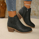 Moncelia Amalia Cutout Block Heel Ankle Boots