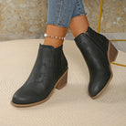 Moncelia Amalia Cutout Block Heel Ankle Boots