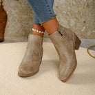 Moncelia Amalia Cutout Block Heel Ankle Boots